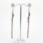 Boucle d'oreille pendant chaine strass - multicolore