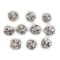 Lot de 10 perles rondes strass 12mm - argenté rodium Lot de 10 perles rondes strass 12mm - argenté rodium