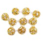 Lot de 10 perles rondes strass 14mm - doré Lot de 10 perles rondes strass 14mm - doré