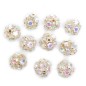 Lot de 10 perles strass 14mm - argenté irisé