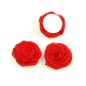 Lot de 3 fleurs en tissu diam 45mm - rouge