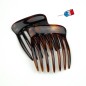 Lot de 2 peignes chignon grandes dents, made in France 7cm - marron