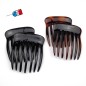 Lot de 2 peignes chignon grandes dents, made in France 7cm - noir