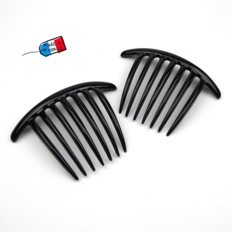 Lot de 2 grands peignes chignon made in France 10cm - noir