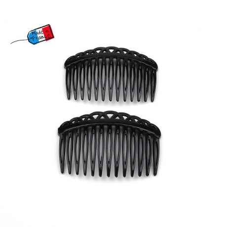 Lot de 2 peignes cheveux de côté Made in France 7cm - noir