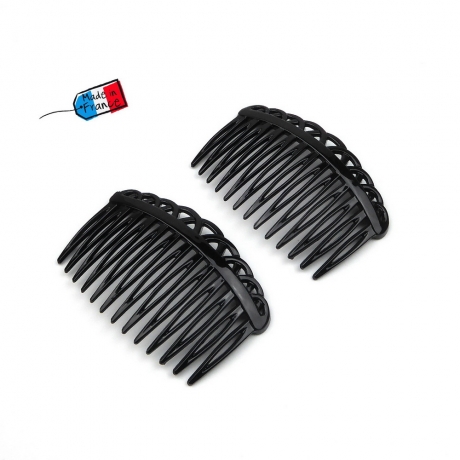 Lot de 2 peignes cheveux de côté Made in France 7cm - noir