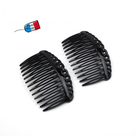 Lot de 2 peignes de côté Made in France 7cm - noir