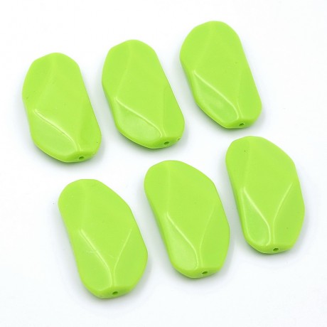 Lot de 6 perles plates à facette acrylique - vert