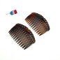 Lot de 2 peignes de côté demi blond Made in France 7cm - marron