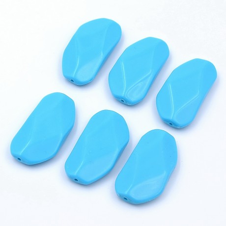 Lot de 6 perles plates à facette acrylique - turquoise