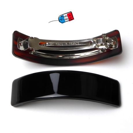 Barrette cheveux rectangulaire courbe Made in France 9.5cm - noir