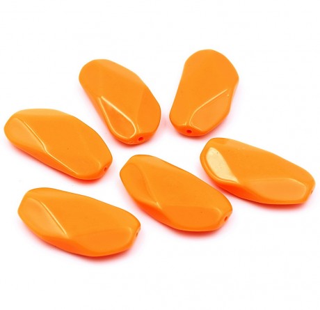Lot de 6 perles plates à facette acrylique - orange