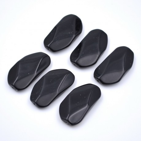 Lot de 6 perles plates à facette acrylique - noir