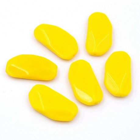Lot de 6 perles plates à facette acrylique - jaune
