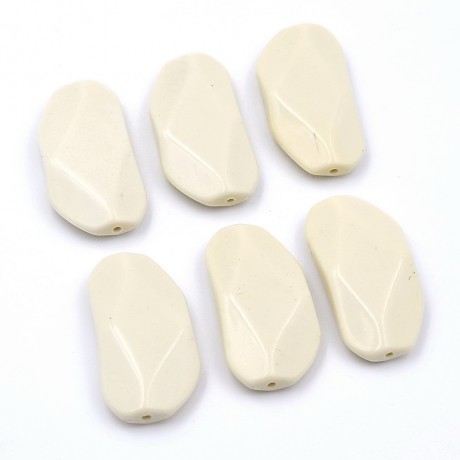 Lot de 6 perles plates à facette acrylique - crème