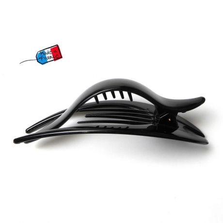 Grande pince à cheveux plate Made in France 13cm - noir