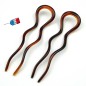 Lot de 2 pics à cheveux ondulées 13cm Made in France - marron Lot de 2 pics à cheveux ondulées 13cm Made in France - marron