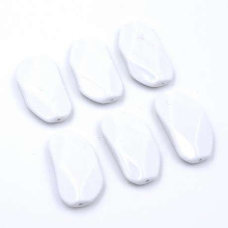Lot de 6 perles plates à facette acrylique - blanc