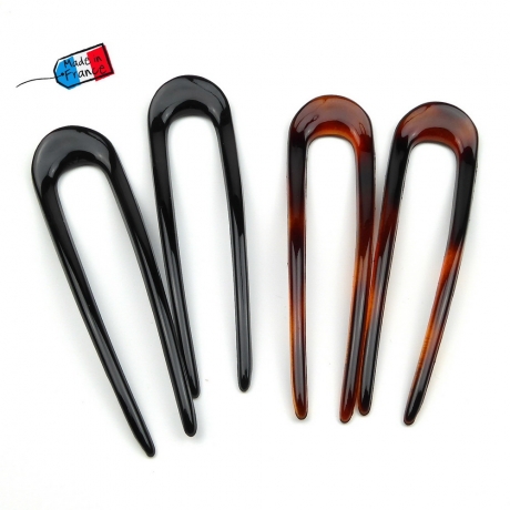 Lot de 2 pics à cheveux 12cm Made in France - noir