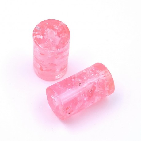 Lot de 3 perles cylindriques polyrésine - rose