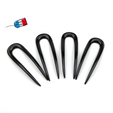 Lot de 4 pics épingles cheveux 8cm Made in France - noir