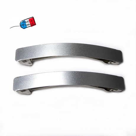 Lot de 2 barrettes métallisées Made in France 8cm - argenté