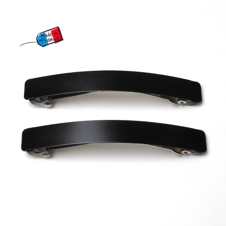 Lot de 2 barrettes métallisées Made in France 8cm - noir