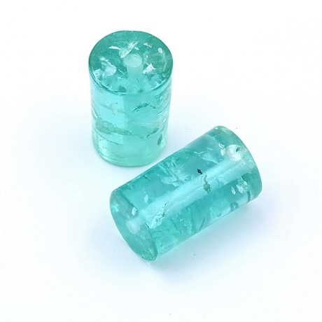 Lot de 3 perles cylindriques polyrésine - bleu