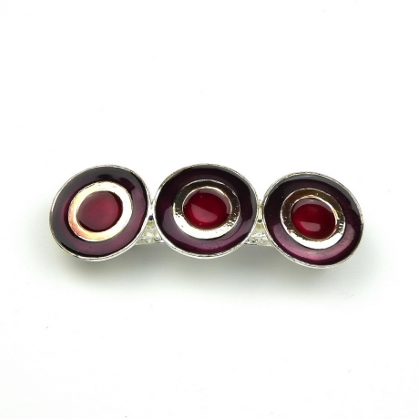 Barrette cheveux métal émaillé 8cm - rouge bordeaux