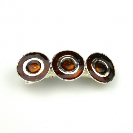 Barrette cheveux métal émaillé 8cm - marron