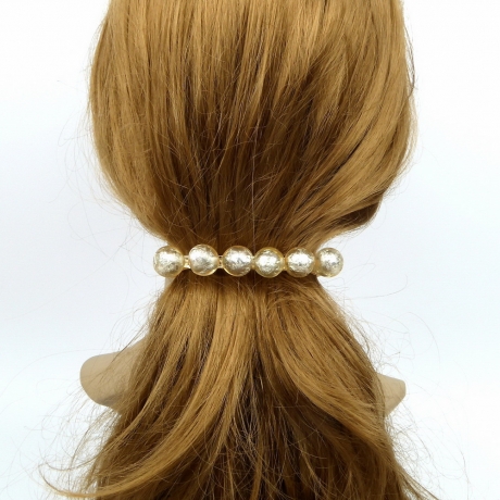 Grande barrette cheveux grosse perle translucide 9.5cm - doré