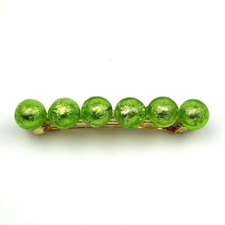 Grande barrette cheveux grosse perle translucide 9.5cm - vert