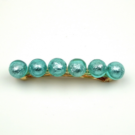 Grande barrette cheveux grosse perle translucide 9.5cm - bleu