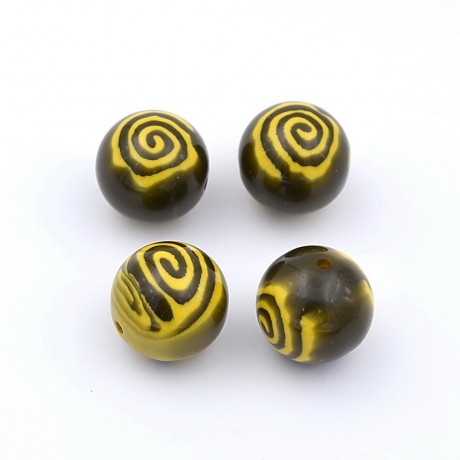 Lot de 4 perles céramique rondes - olive