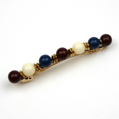 Barrette cheveux perles ronde couleur 8cm - noir