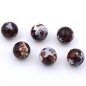 Lot de 6 perles rondes céramique - marron gris