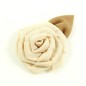Fleur avec feuille en tissu 6cm - Beige