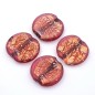 Lot de 4 perles rondes plates en verre - vieux rose