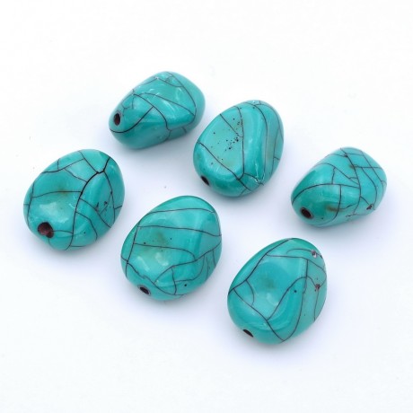 Lot de 6 perles polygonales acrylique - turquoise