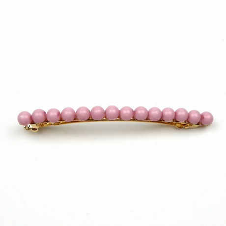Barrette cheveux fine perle 8cm - rose