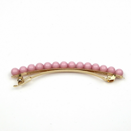 Barrette cheveux fine perle 8cm - rose