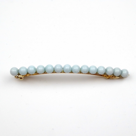 Barrette cheveux fine 8cm, perle fantaisie - bleu