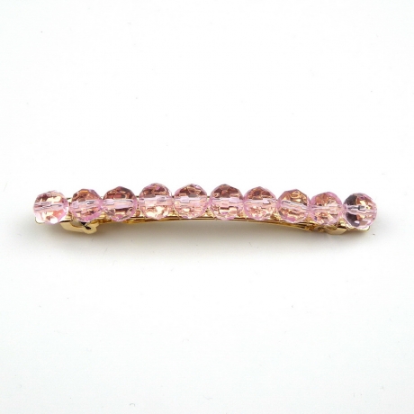 Barrette cheveux perles à facette 8cm - rose