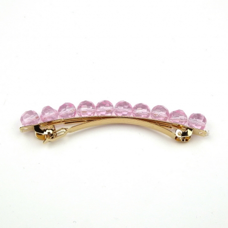 Barrette cheveux perles à facette 8cm - rose