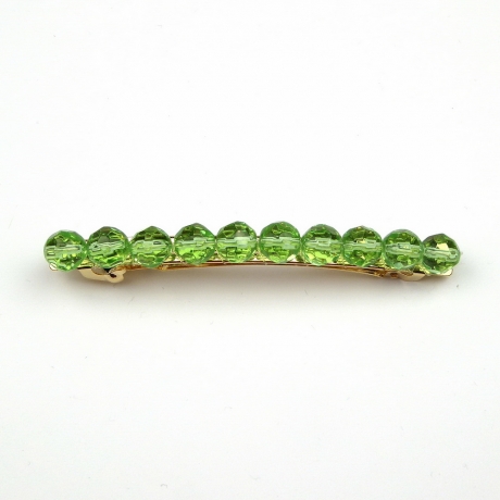 Barrette cheveux perles à facette 8cm - vert