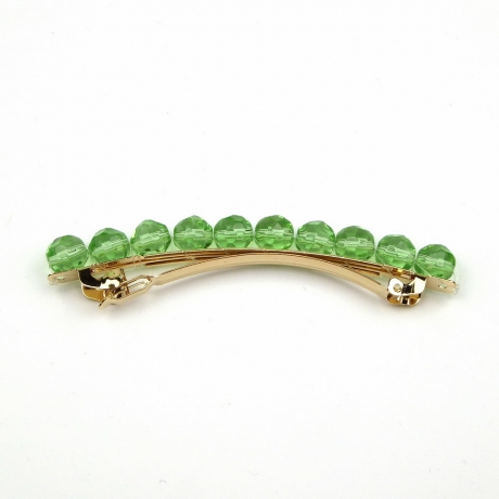 Barrette cheveux perles à facette 8cm - vert
