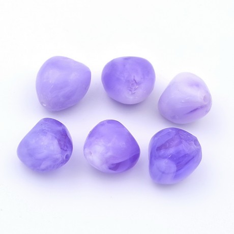 Lot de 6 perles forme coeur acrylique - violet