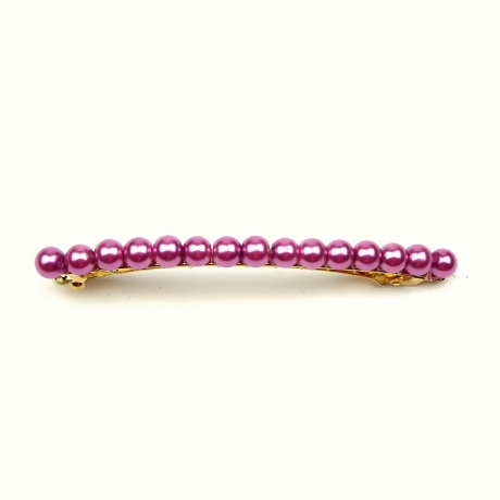 Barrette cheveux fine 8cm, perles nacrées - mauve