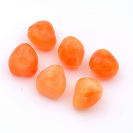 Lot de 6 perles forme coeur acrylique - orange