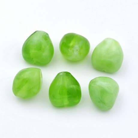 Lot de 6 perles forme coeur acrylique - vert
